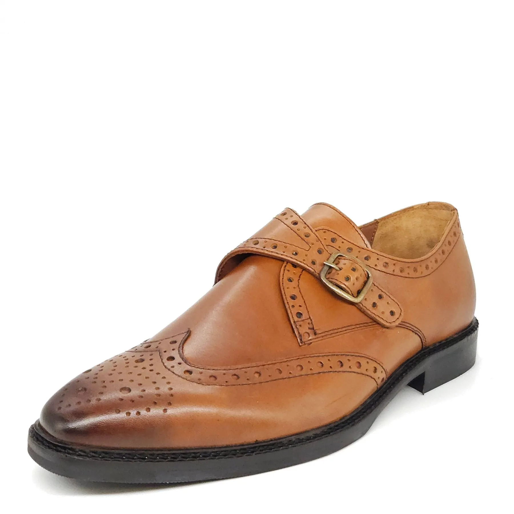 HX London Barnet Monk Strap Brogue Shoes