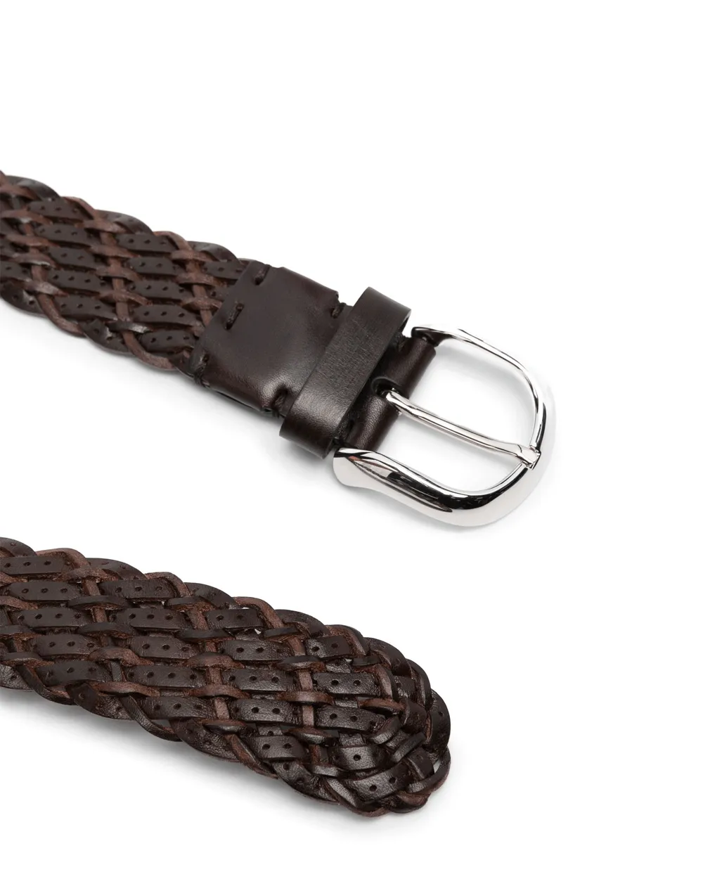 Interwoven Leather Belt in Dark Brown