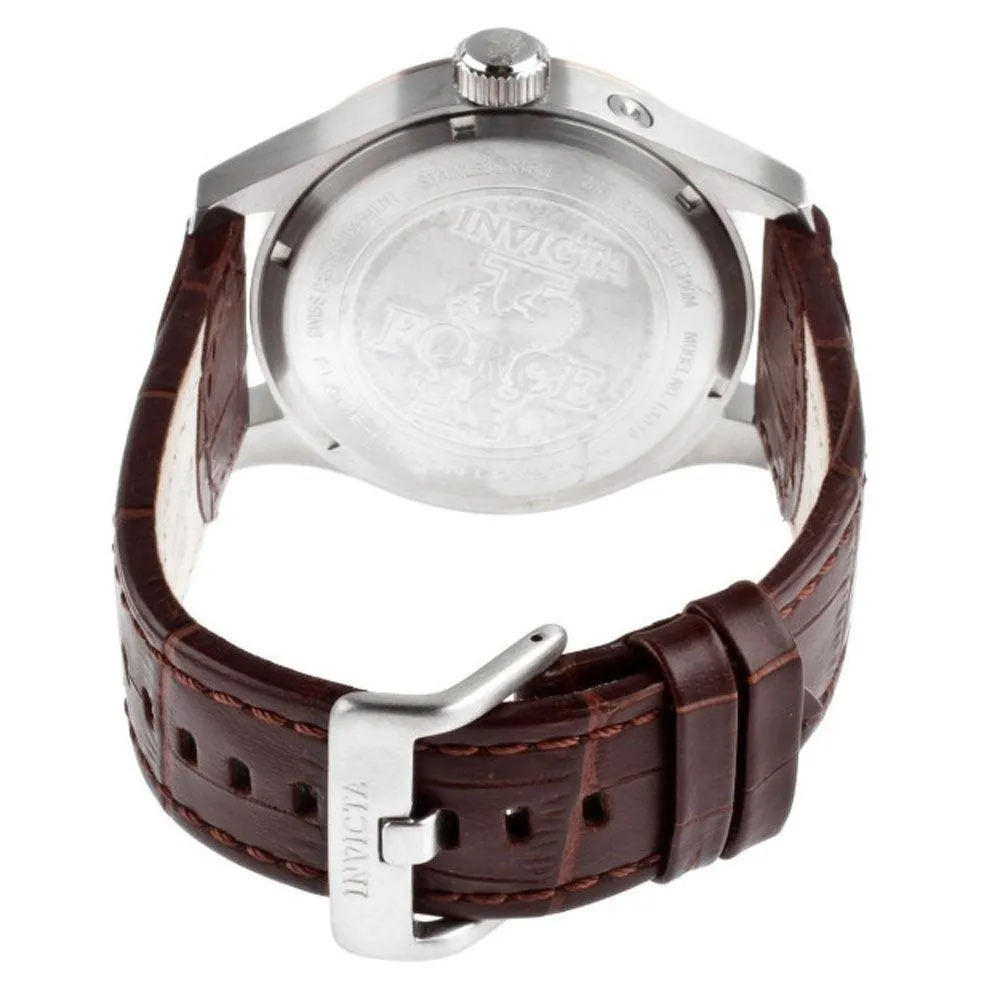 Invicta 13010 Men's I-Force Silver Dial Brown Leather Strap Two Tone Steel Watch