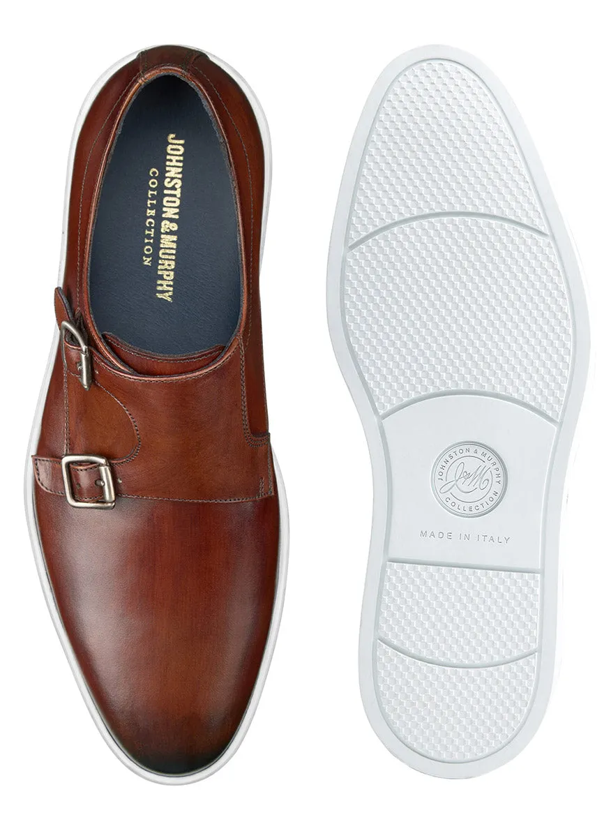 J & M Collection Bolivar Monk Strap in Brown Italian Calfskin