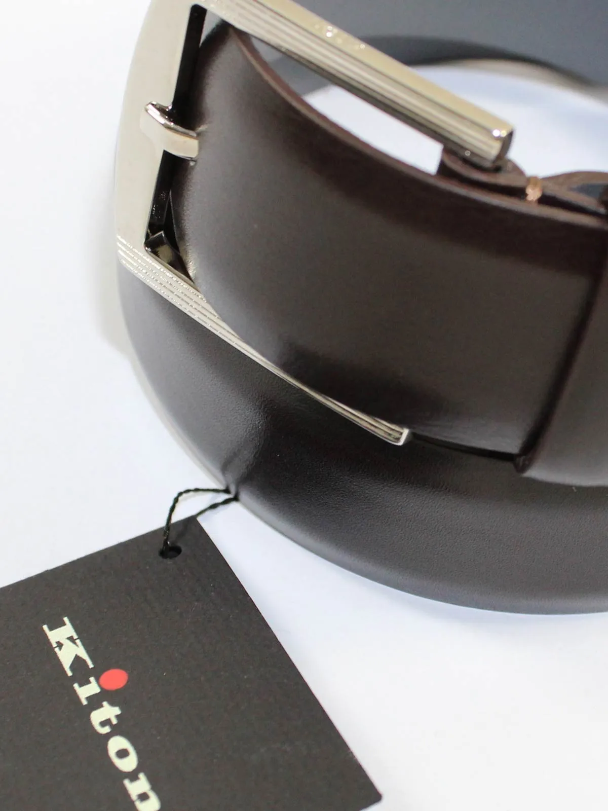 Kiton Belt Dark Brown Smooth Leather Men Belt 100 / 40 SALE
