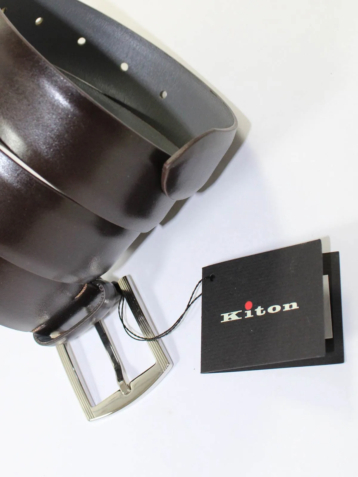 Kiton Belt Dark Brown Smooth Leather Men Belt 100 / 40 SALE