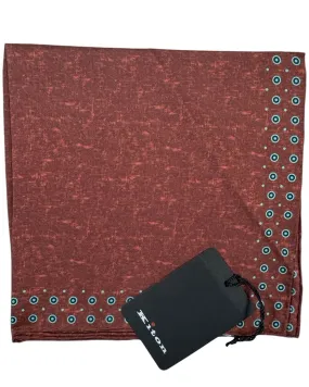 Kiton Silk Pocket Square Rust Brown Aqua Geometric FINAL SALE