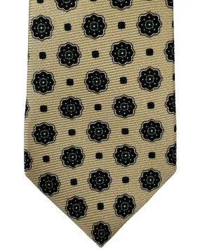 Kiton Tie Taupe Brown Mini Floral - Narrow Sevenfold Neckties