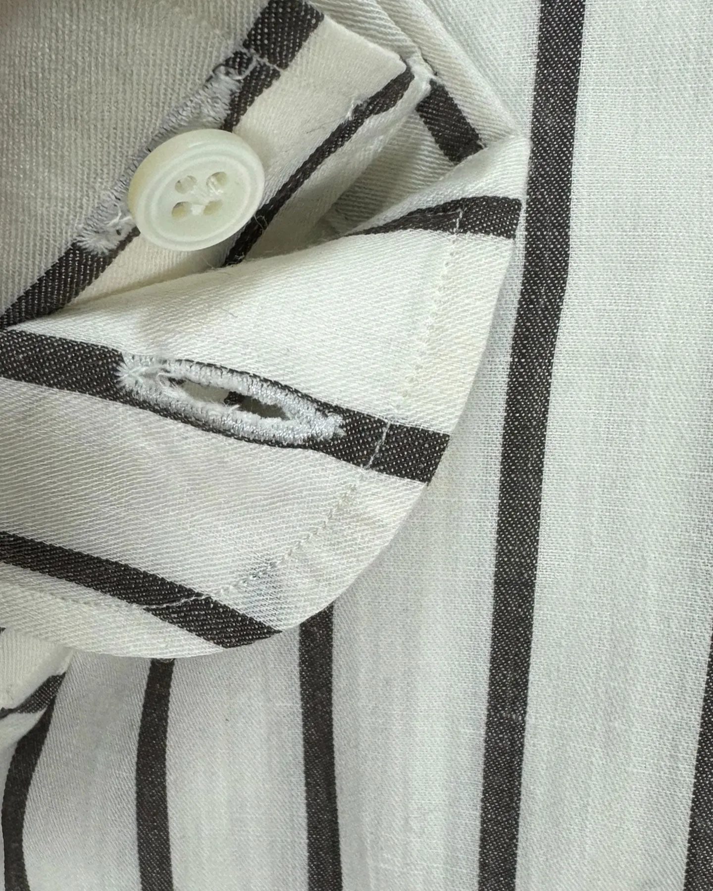 Lardini Dress Shirt White Brown Stripes Design Flax Wool Cotton 43 - 17 SALE