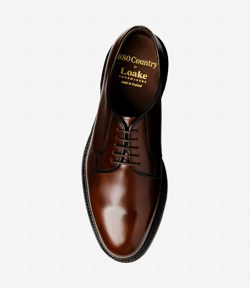 LOAKE LEYBURN DARK BROWN DERBY TOE CAP RUBBER SOLE F-MEDIUM