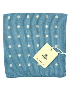 Luigi Borrelli Pocket Square Blue Polka Dots Linen Cotton
