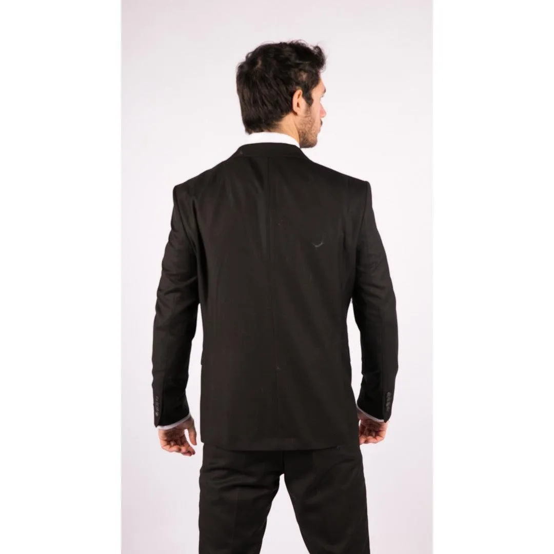 Mens 3 Piece Suit Black Tailored Fit Smart Formal 1920s Classic Vintage Gatsby