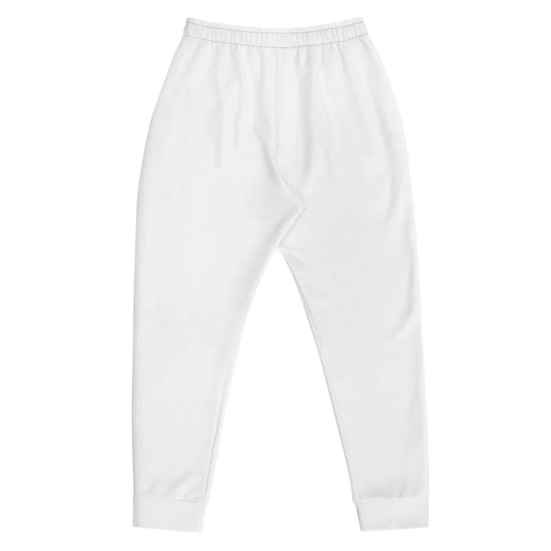 Men's Bright White Premium Joggers, Solid White Color Designer Premium Fashion Joggers - Made in EU