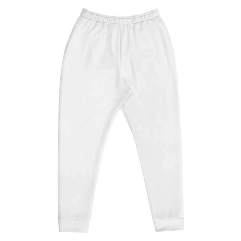 Men's Bright White Premium Joggers, Solid White Color Designer Premium Fashion Joggers - Made in EU