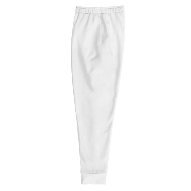 Men's Bright White Premium Joggers, Solid White Color Designer Premium Fashion Joggers - Made in EU