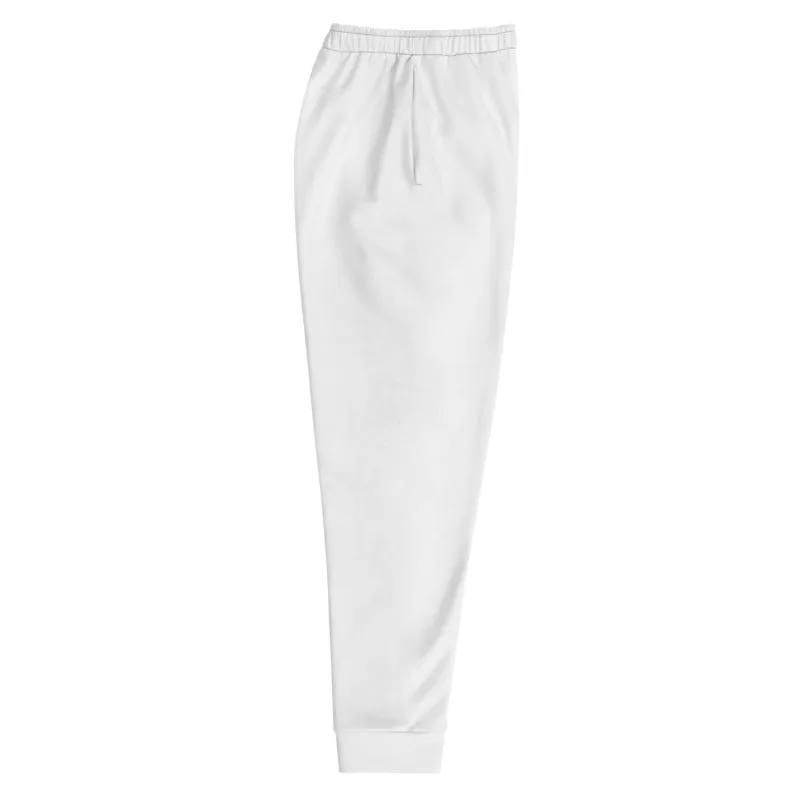 Men's Bright White Premium Joggers, Solid White Color Designer Premium Fashion Joggers - Made in EU