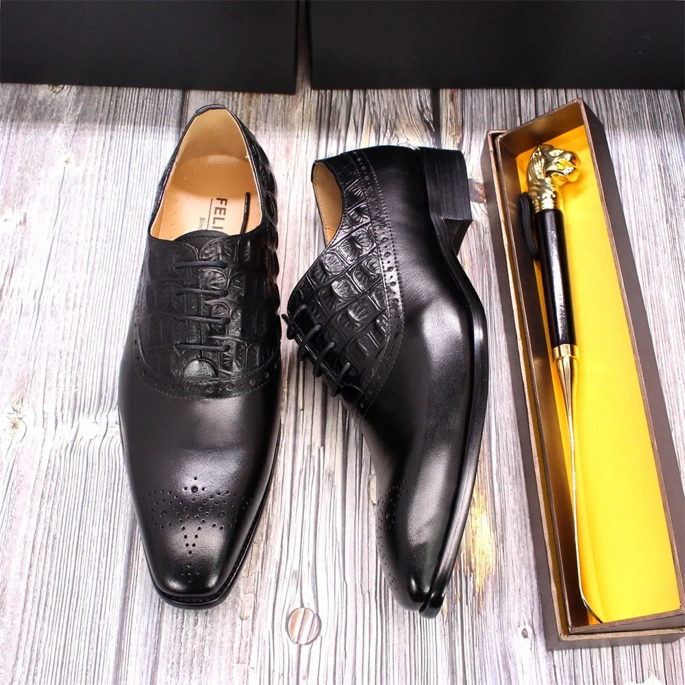 Men's Lace-up British Oxford Shoes Cowhide | Brodtica.com