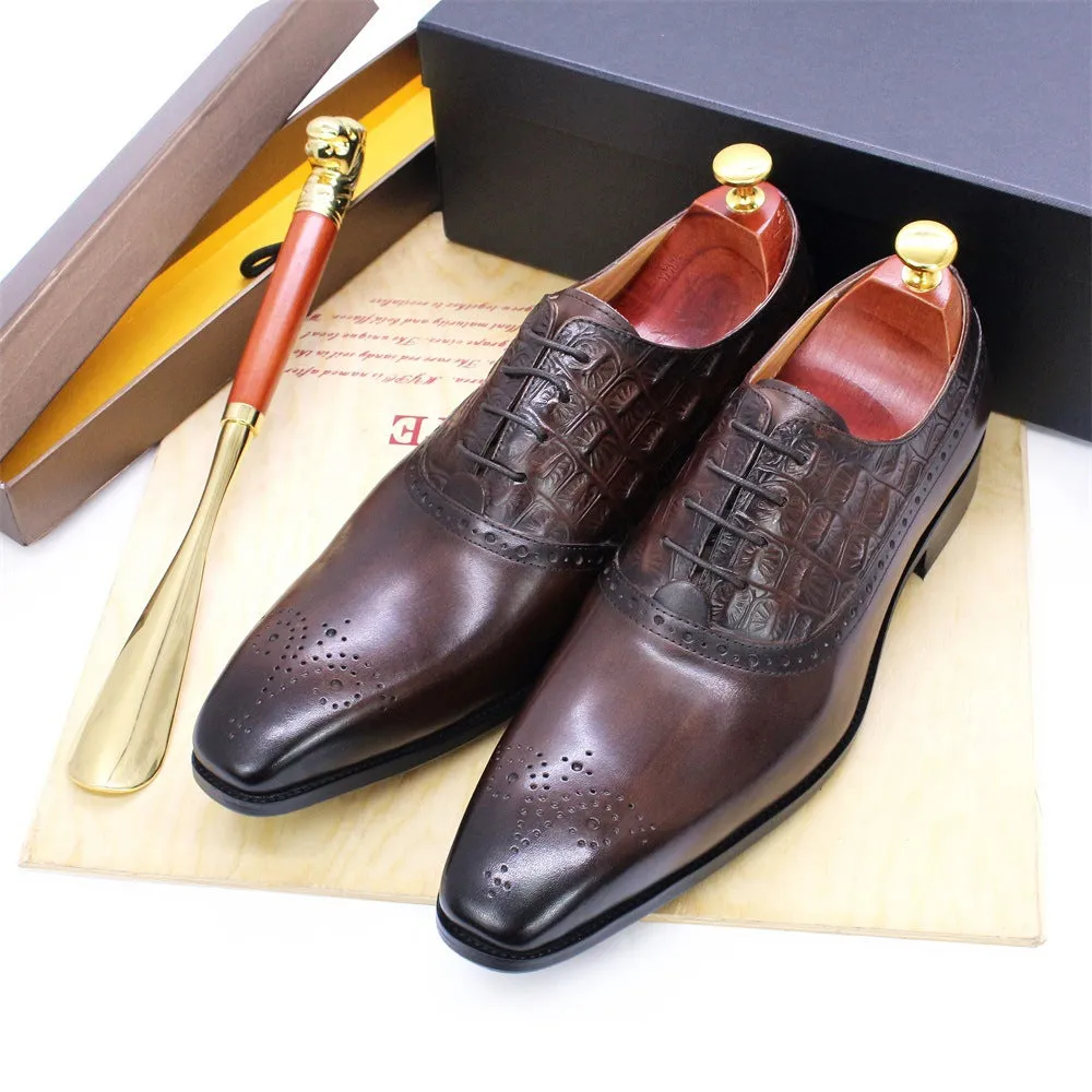 Men's Lace-up British Oxford Shoes Cowhide | Brodtica.com