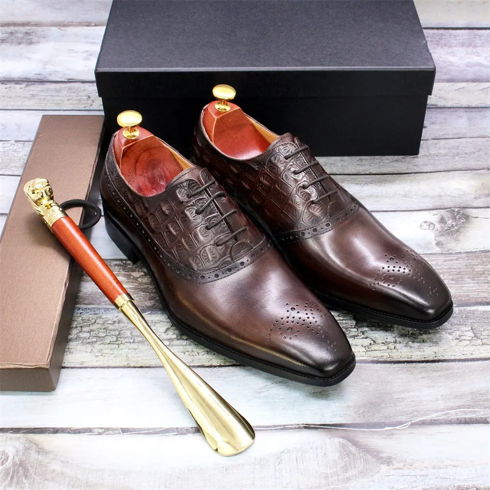 Men's Lace-up British Oxford Shoes Cowhide | Brodtica.com
