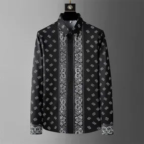 Men's Luxury Printed Long Sleeve Shirt – Retro Slim Fit for Casual, Business, and Party Wear