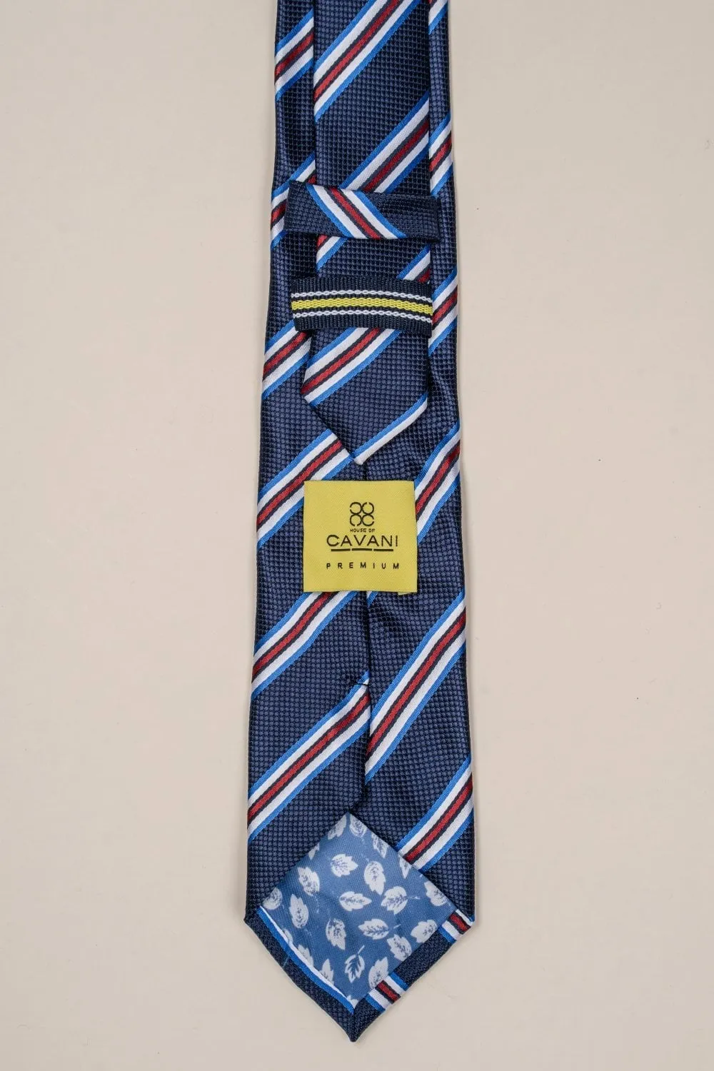 Men's Multicolored Striped Pattern Formal Tie - Navy