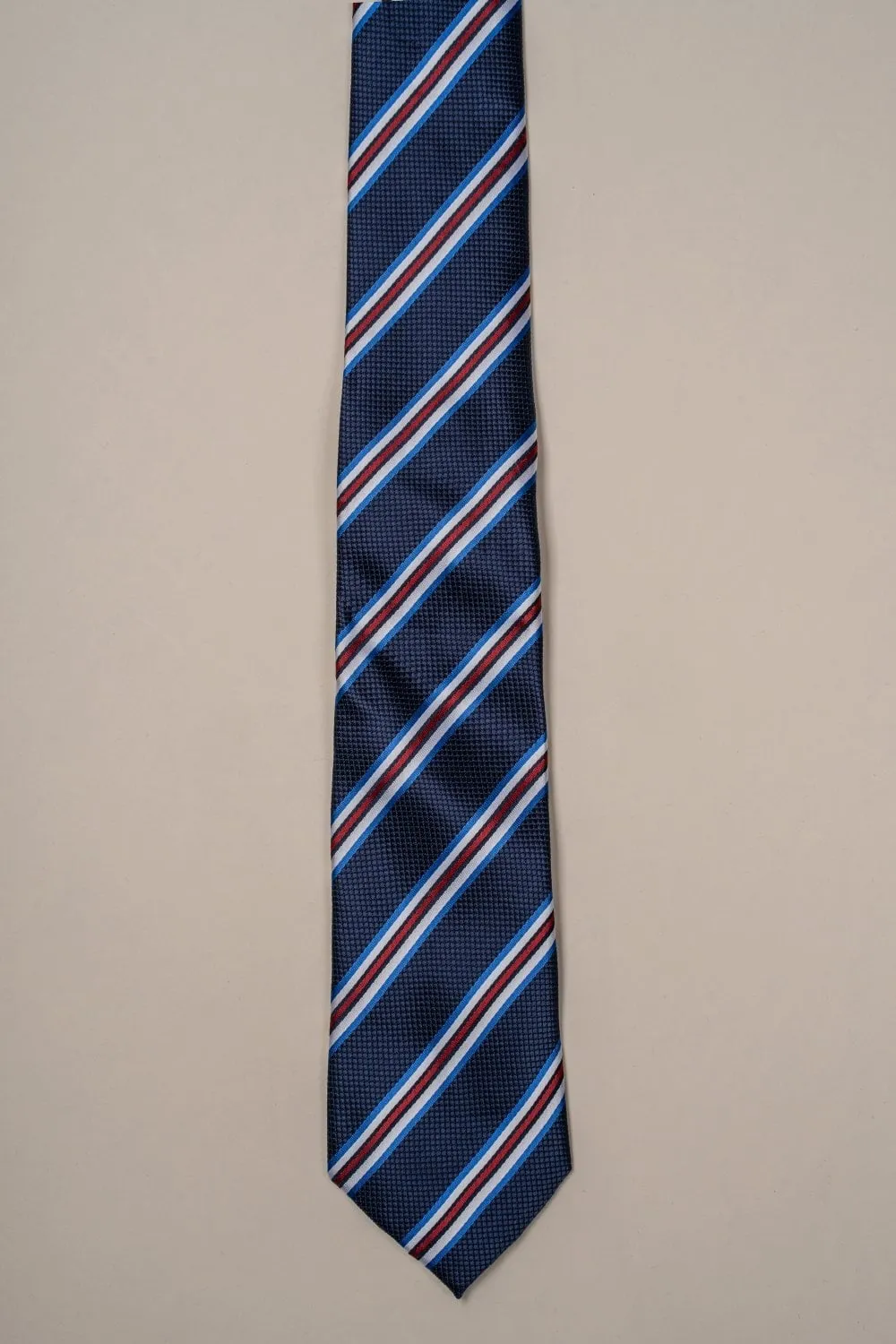 Men's Multicolored Striped Pattern Formal Tie - Navy