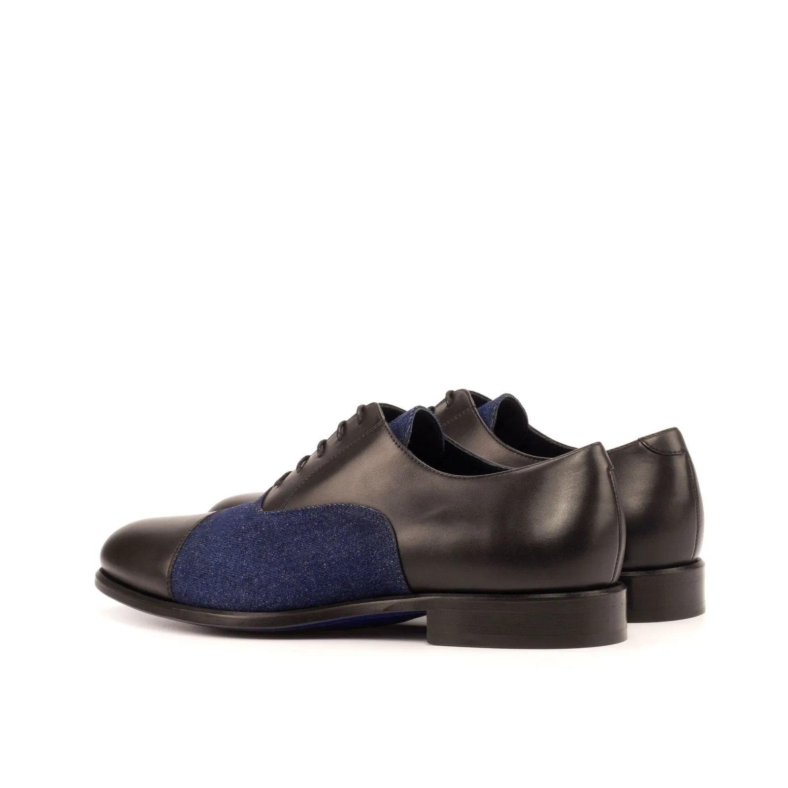 Men's Oxford Leather Shoes Wide Plus Size Blue Black 3709