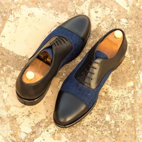 Men's Oxford Leather Shoes Wide Plus Size Blue Black 3709