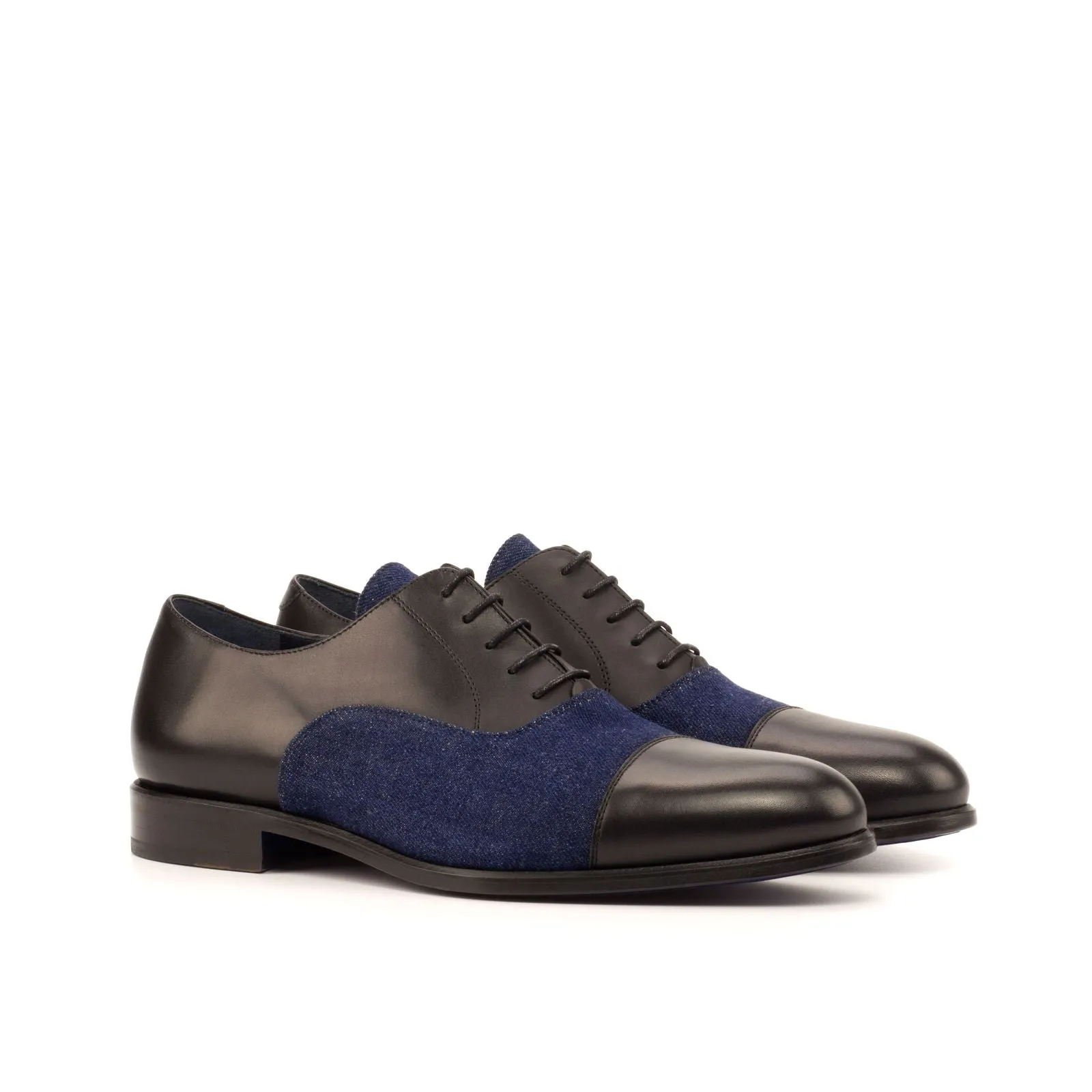 Men's Oxford Leather Shoes Wide Plus Size Blue Black 3709