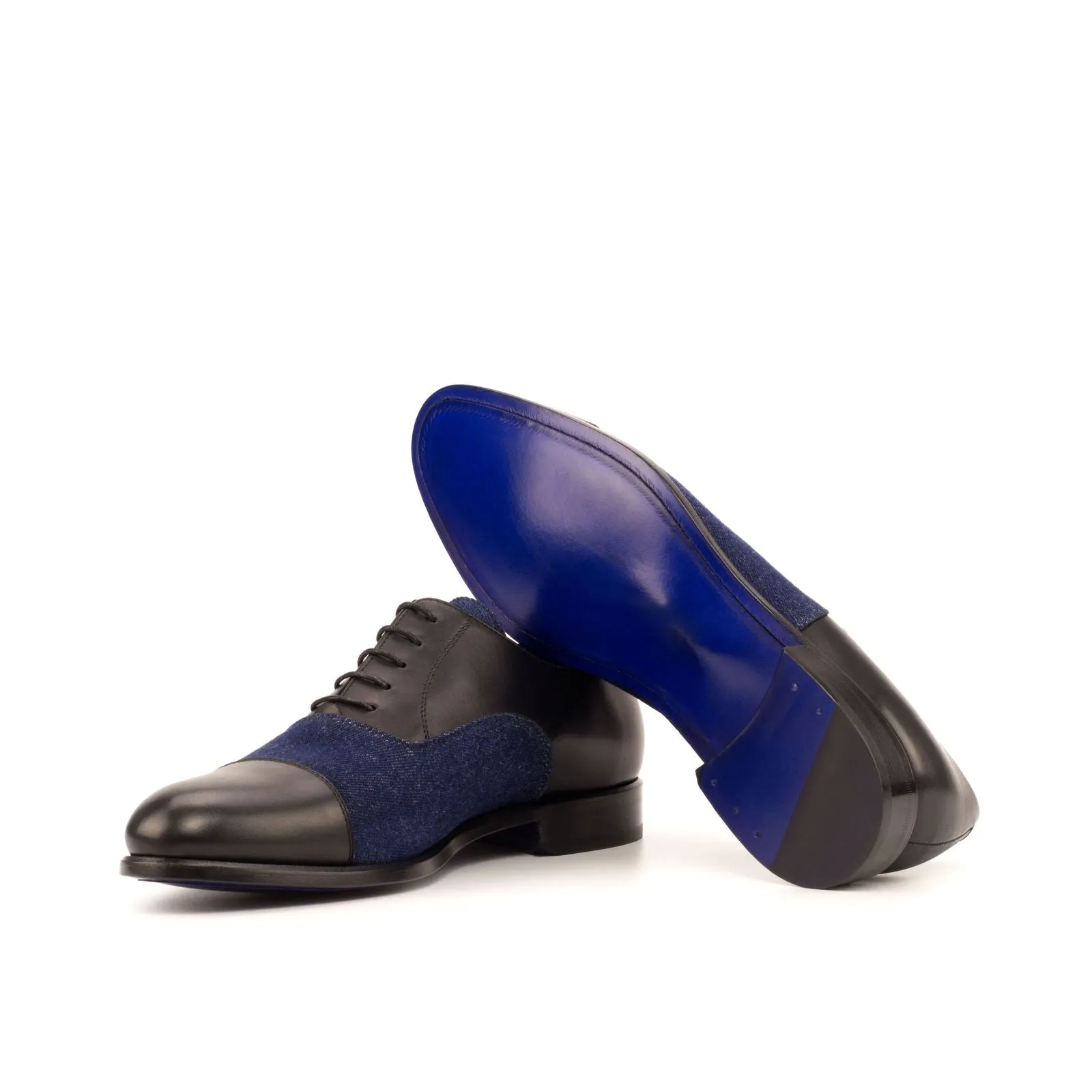 Men's Oxford Leather Shoes Wide Plus Size Blue Black 3709