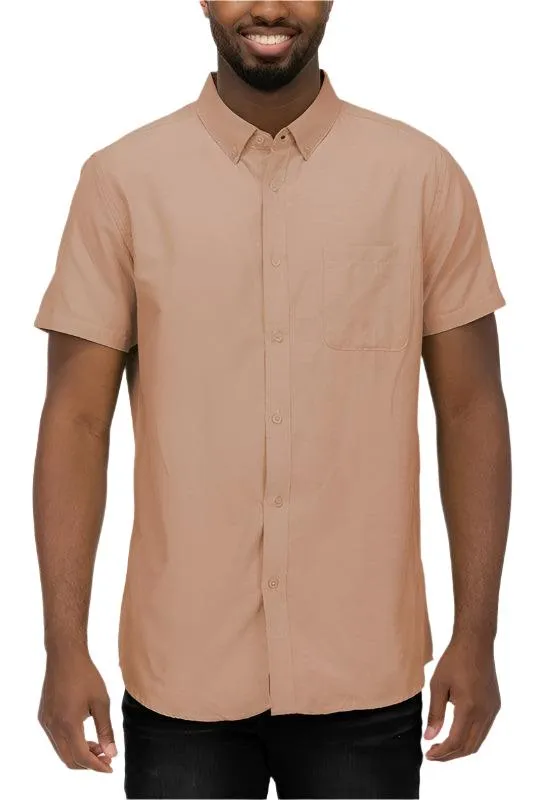 Mens Short Sleeve Pastel Color Casual Shirts
