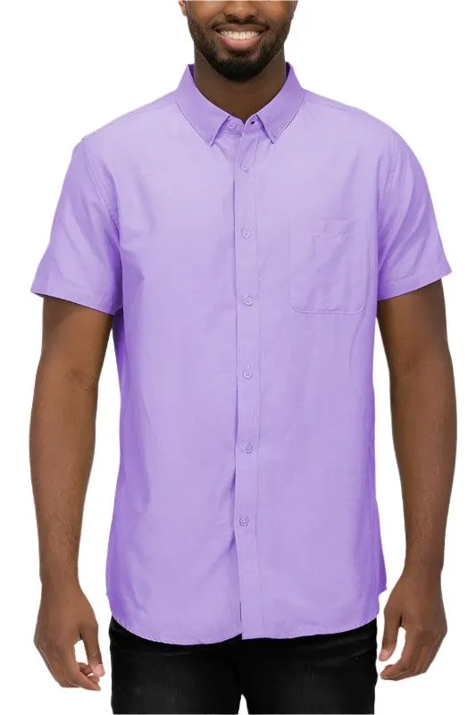 Mens Short Sleeve Pastel Color Casual Shirts