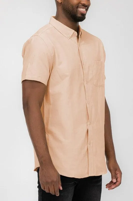 Mens Short Sleeve Pastel Color Casual Shirts