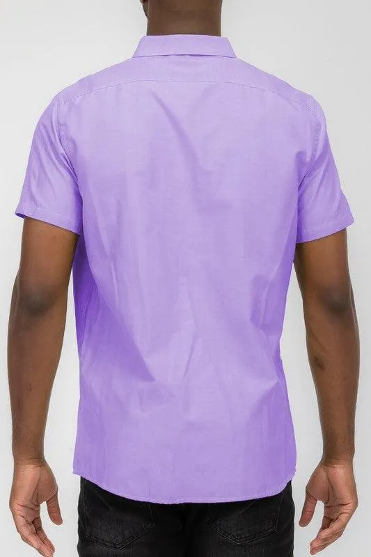 Mens Short Sleeve Pastel Color Casual Shirts