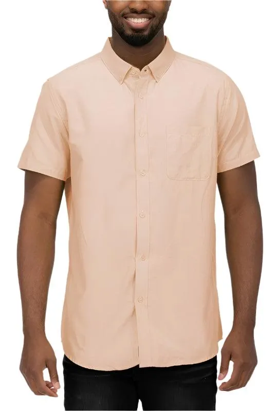 Mens Short Sleeve Pastel Color Casual Shirts