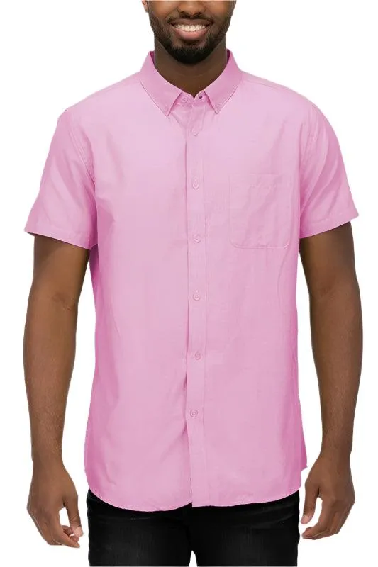Mens Short Sleeve Pastel Color Casual Shirts