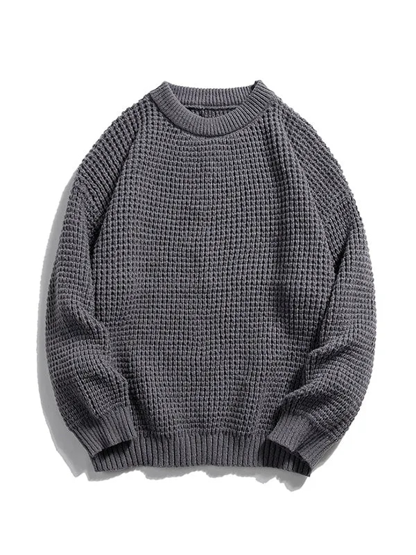 Men's Solid Color Round Neck Knitted Sweater