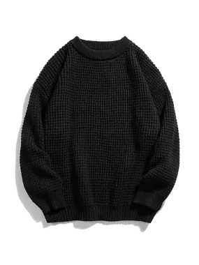Men's Solid Color Round Neck Knitted Sweater