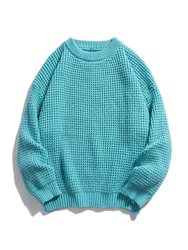 Men's Solid Color Round Neck Knitted Sweater