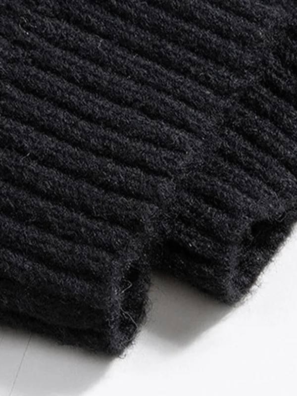 Men's Solid Color Round Neck Knitted Sweater