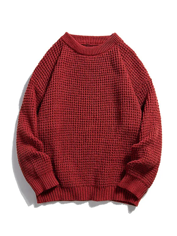 Men's Solid Color Round Neck Knitted Sweater