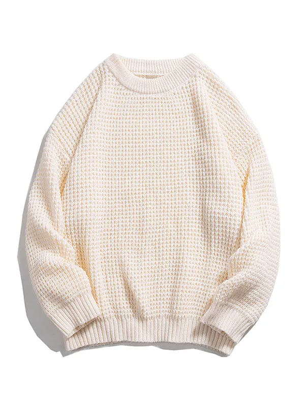 Men's Solid Color Round Neck Knitted Sweater