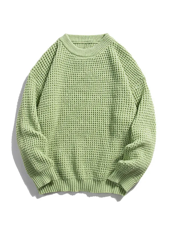 Men's Solid Color Round Neck Knitted Sweater