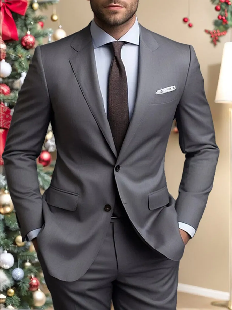 Men's Solid Coloured Daily Business Plus Size Single Breasted Two-buttons 2 Piece Wedding Suits