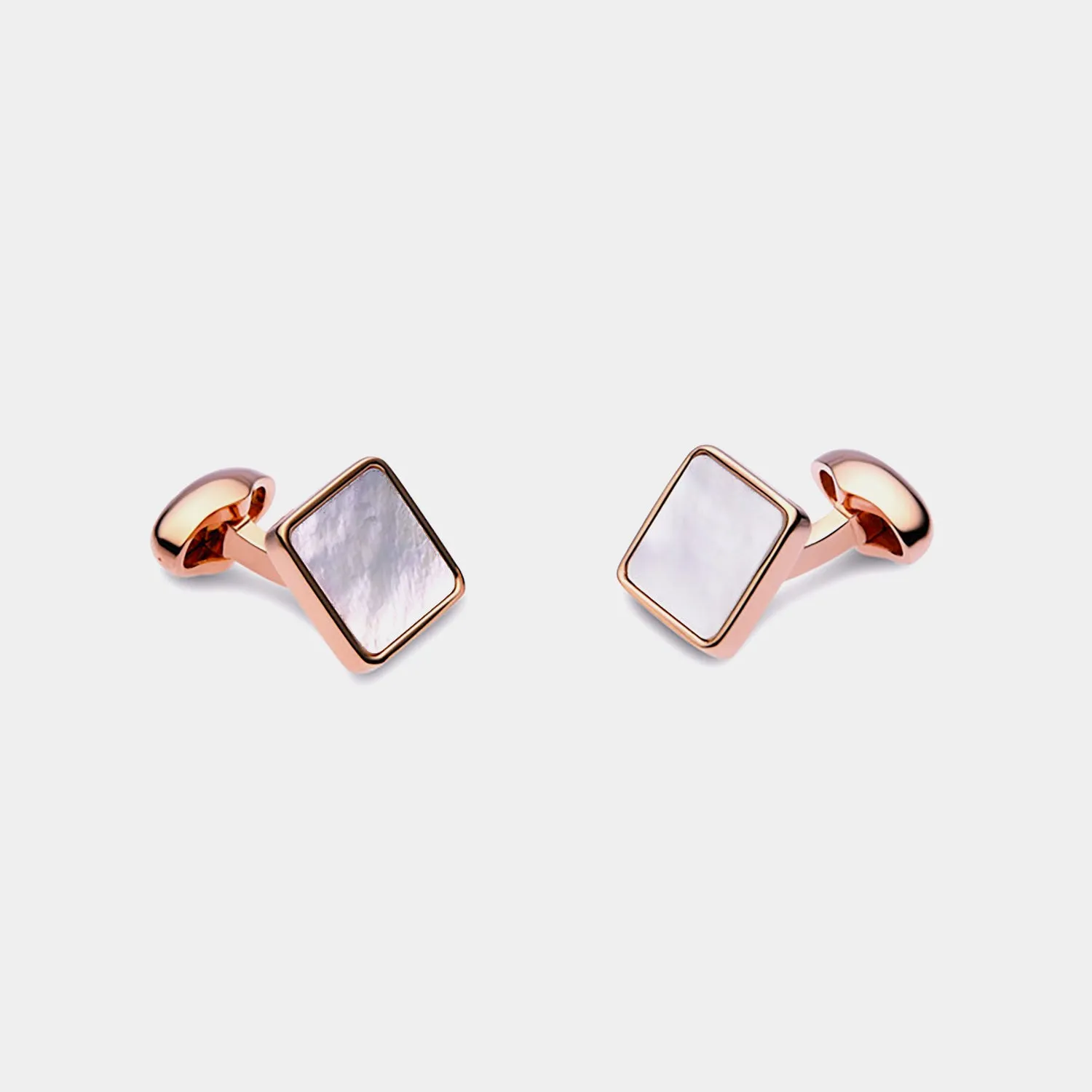 Men's Square Cufflinks, Mother of Pearl, Gold Plated