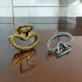 Metal Heart Shape Hair Claw Clips for Women