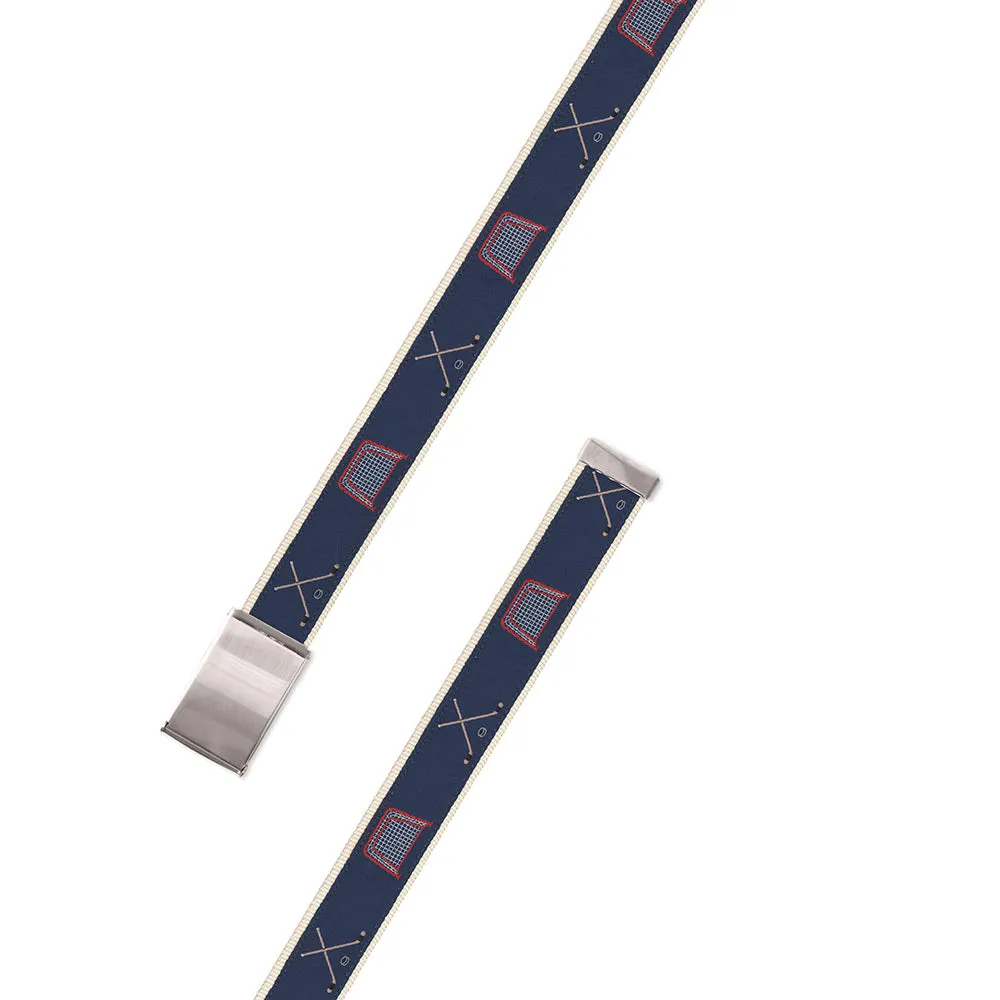 Navy Hockey Motif Military Buckle Belt