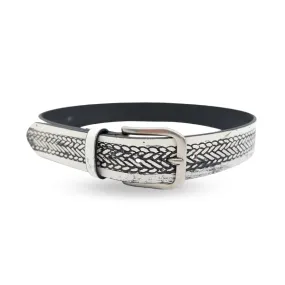 NEDINE - Unisex Black and Cream Leather Belt - CLEARANCE