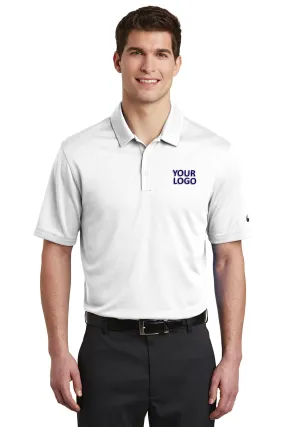 Nike DriFIT Hex Textured Customized Polos, White