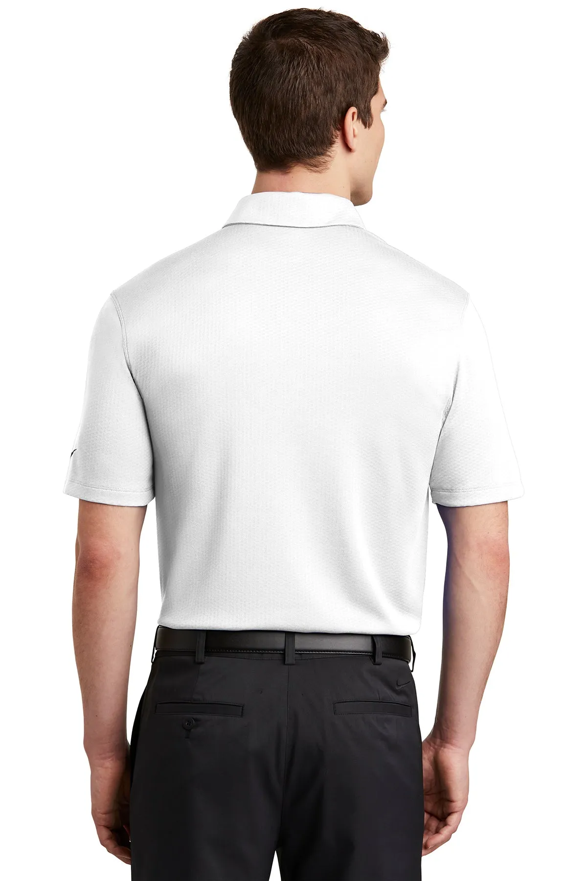 Nike DriFIT Hex Textured Customized Polos, White