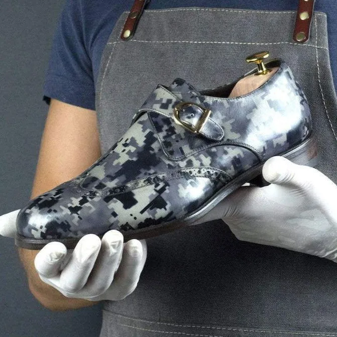 Nordic Camo Patina Single Monk  Goodyear Welt Shoes Limited Edition