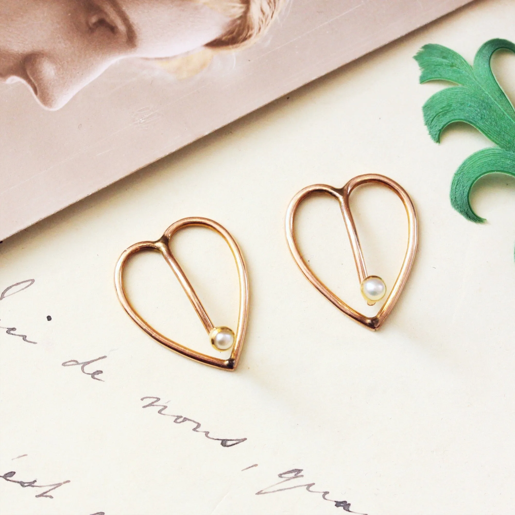 Original Edwardian Pearl Set Collar Clips