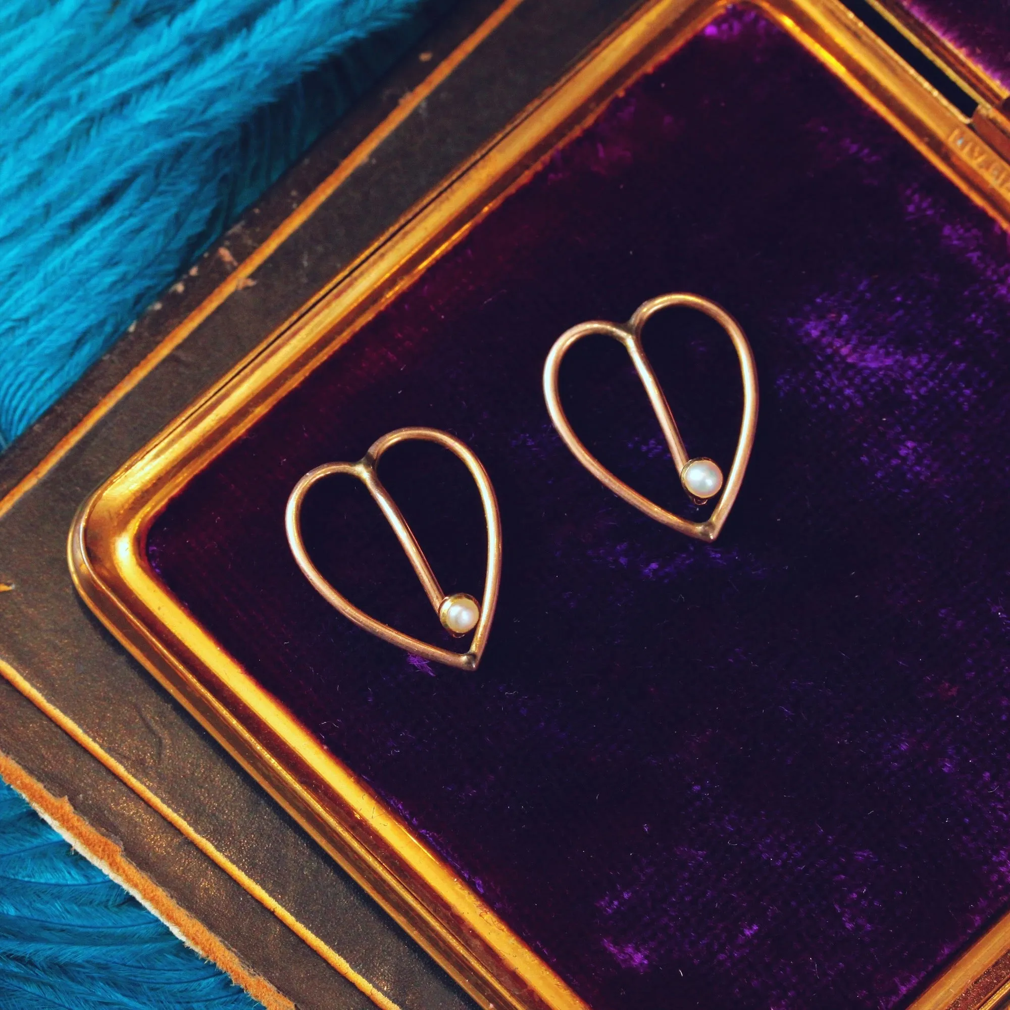 Original Edwardian Pearl Set Collar Clips