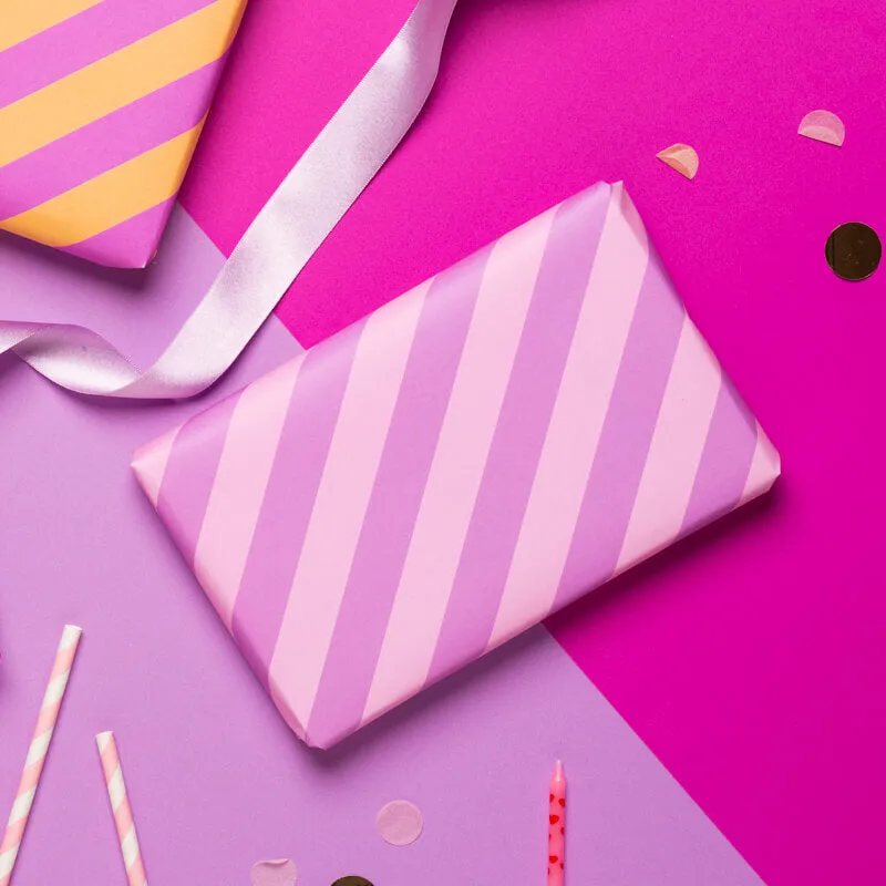 Pastel Candy Striped Birthday Wrapping Paper